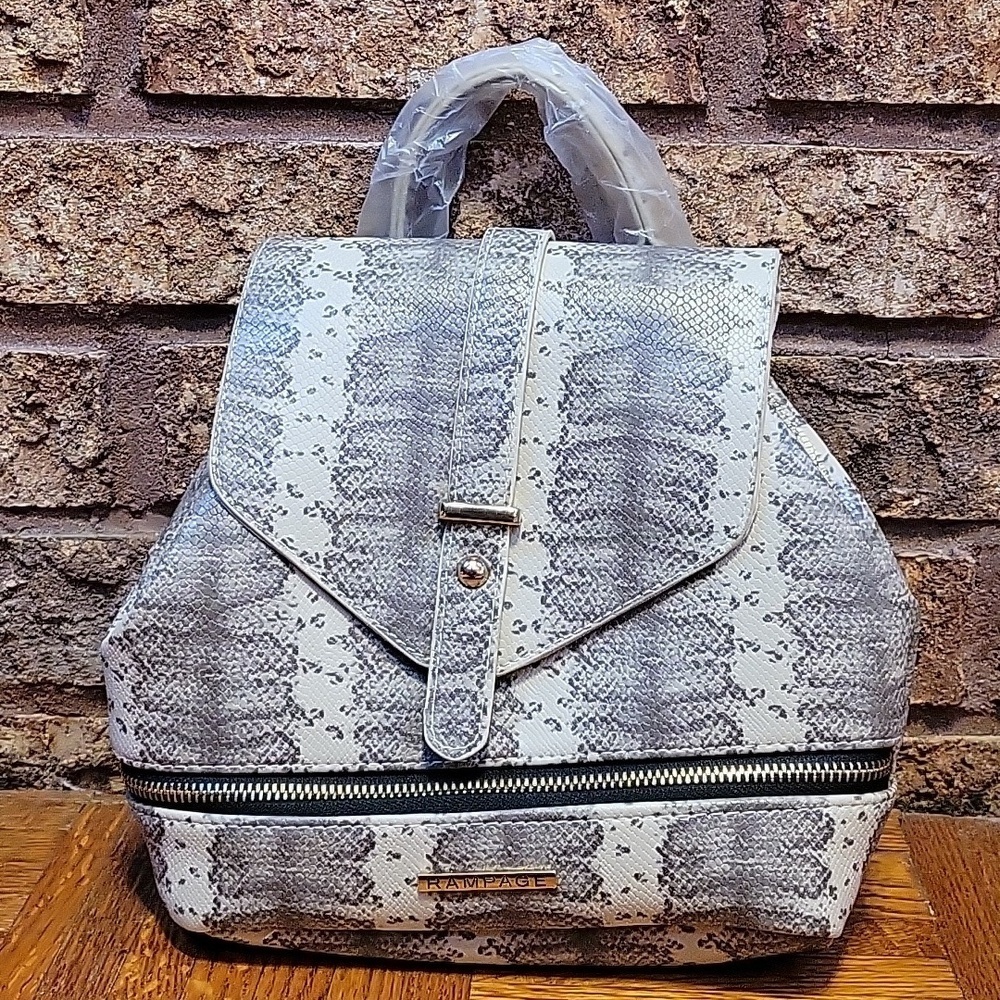 Rampage Mini Backpack Gray Snakeskin Animal Print 10 Inch New with tags